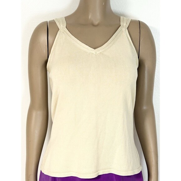 Talbots Tops - Vintage Talbots Tank Top Cami Small Beige Ivory Knit Silk Sleeveless